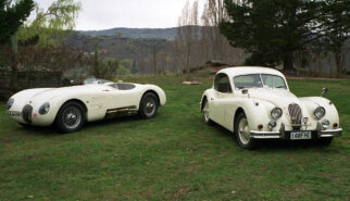 Jaguar C-Type and XK140 FHC in Alexandra New Zealand Photo by Sebastian Motsch