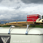 Volkswagen T1 split-window bus with roof rack and surfboards | automotive photography by Sebastian Motsch (2014)