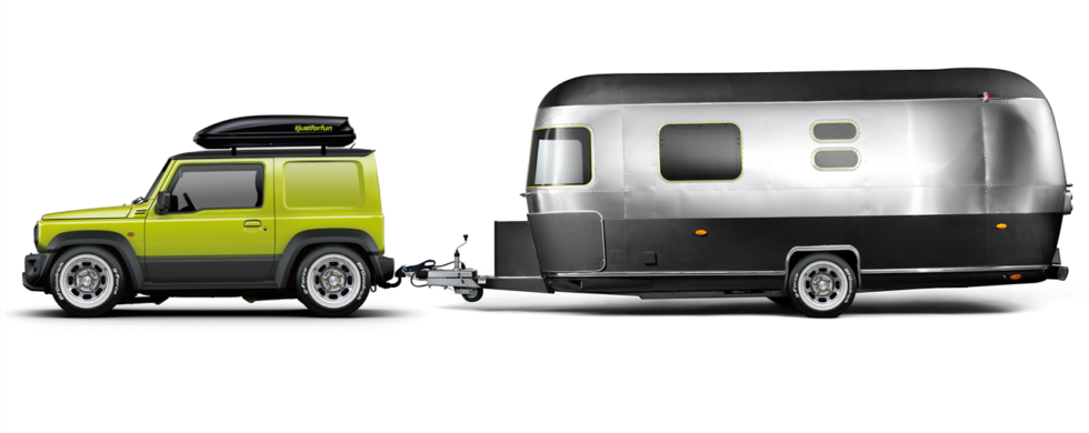 Suzuki Jimny JB74 with Airstream Trailer | photoshop chop by Sebastian Motsch (2019)