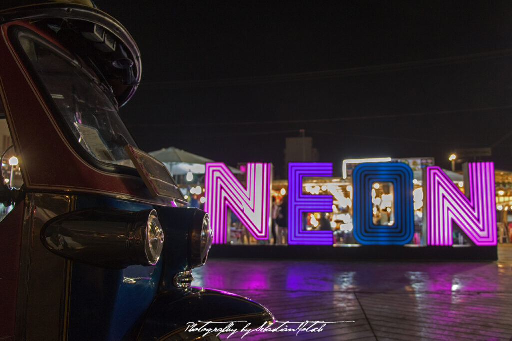 Thailand Bangkok Neon Night Market by Sebastian Motsch