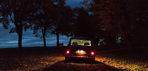 Mazda Miata NA and Austin Mini Fall Leaves by Sebastian Motsch