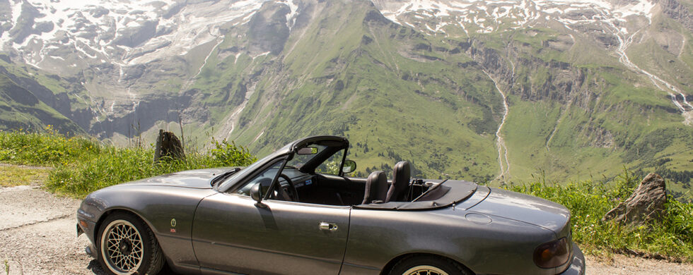 Mazda Miata NA at Großglockner Hochalpenstraße Austria Drive-by Snapshot by Sebastian Motsch