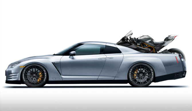 Nissan GT-R35 Motorcycle Transporter Photoshop by Sebastian Motsch