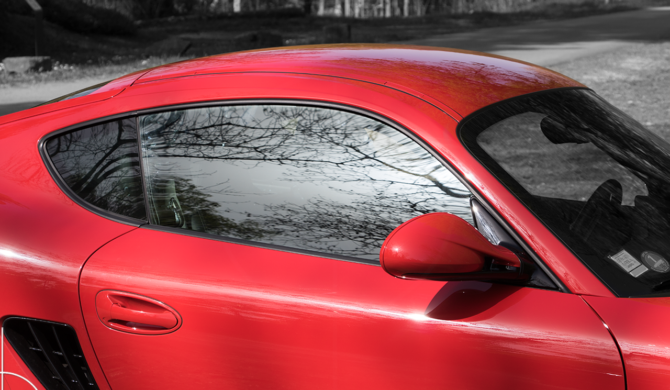 Porsche Cayman Reflections Drive-by Snapshot by Sebastian Motsch
