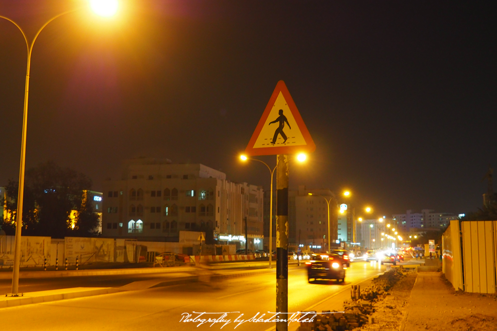 Pedestrian crossing road sign Muscat Oman