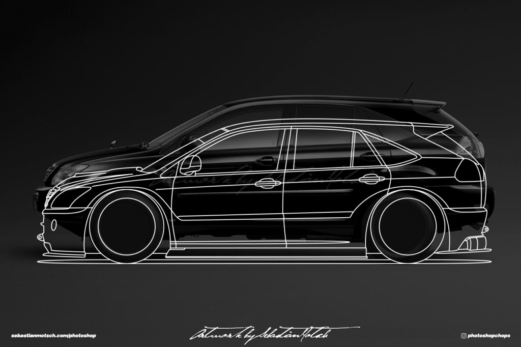 Toyota Harrier XU30 JTCC Lexus RX Line Drawing by Sebastian Motsch