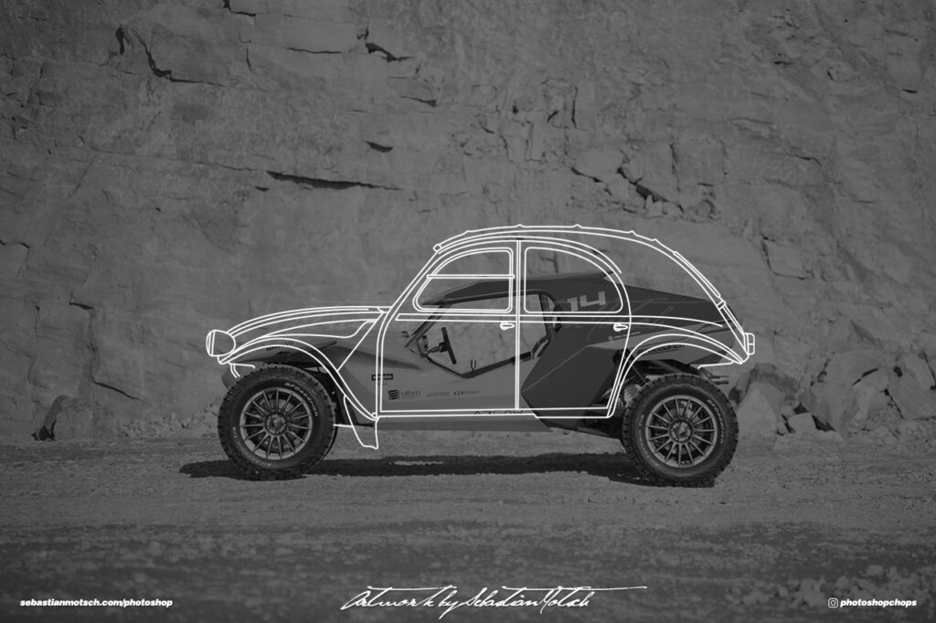 Citroen 2CV Arcad Buggy Line Drawing by Sebastian Motsch