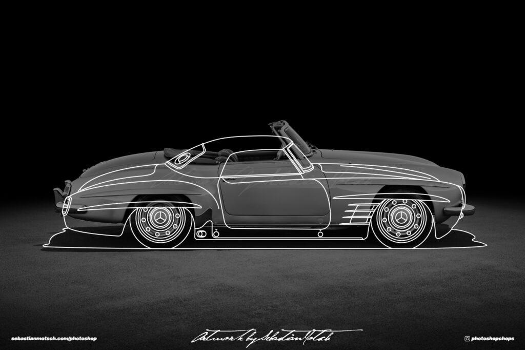 Mercedes-Benz 190SL Restomod Line Drawing by Sebastian Motsch