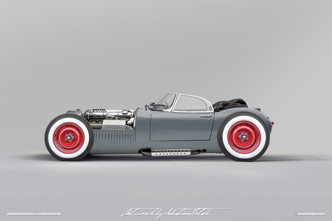 Jaguar E-Type Lightweight Hot Rod Photoshop by Sebastian Motsch