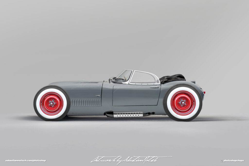 Jaguar E-Type Lightweight Hot Rod with Bonnet Photoshop by Sebastian Motsch