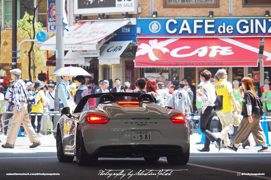 Porsche Boxster Spyder 718 in Ginza Tokyo Japan Drive-by Snapshots by Sebastian Motsch