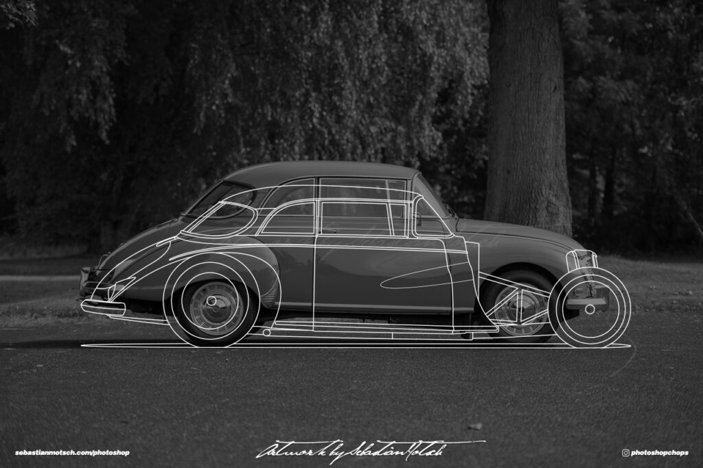 Audi Auto Union 1000 S Coupé Hot Rod Line Drawing by Sebastian Motsch