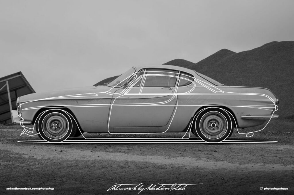 Volvo P1800 Outlaw Line Drawing by Sebastian Motsch