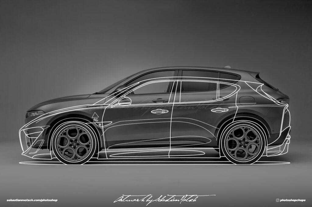 Alfa Romeo Tonale Veloce Zagato Line Drawing by Sebastian Motsch