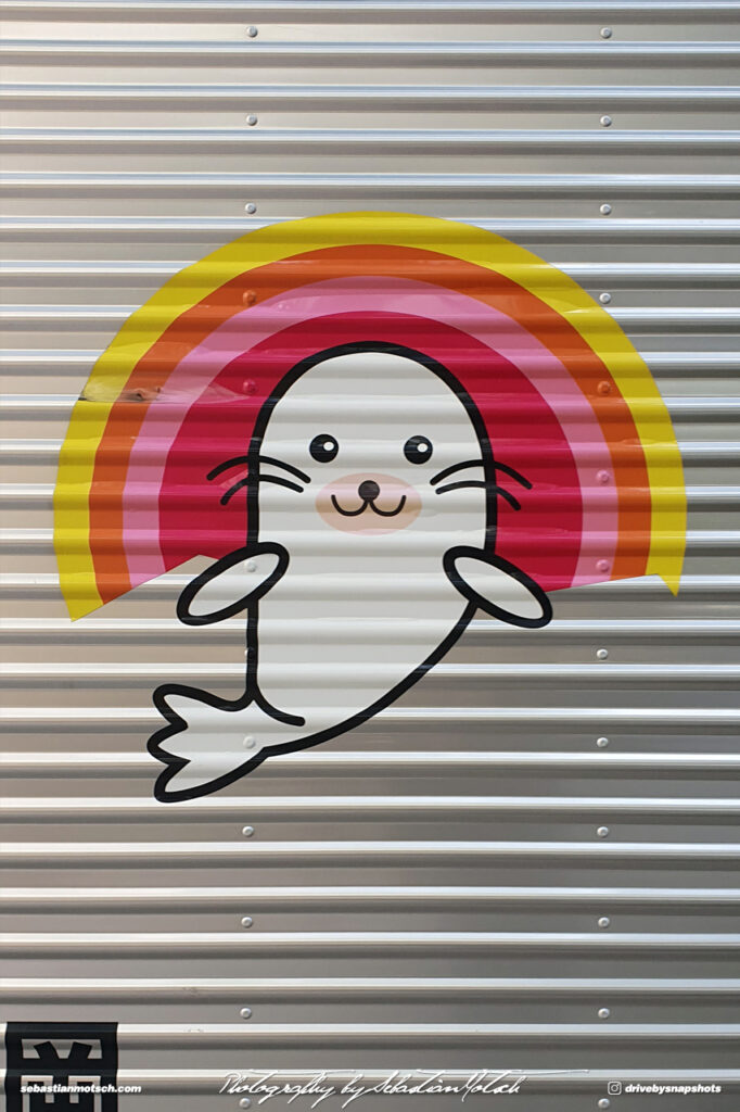 Baby Seal Sticker on Delivery Truck Roppongi by Sebastian Motsch