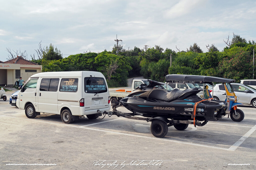 Mazda Bongo with SeaDoo Trailer at Yonaha Maehama Beach Miyako-jima by Sebastian Motsch