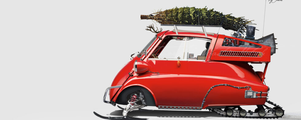 BMW Isetta Nuclear-Powered Christmas Sled Photoshop by Sebastian Motsch