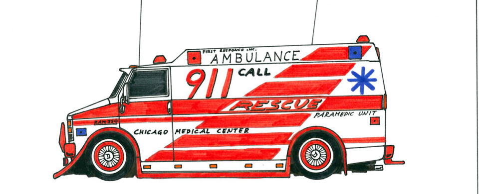 Dodge RAM Van Ambulance Drawing by Sebastian Motsch 1995