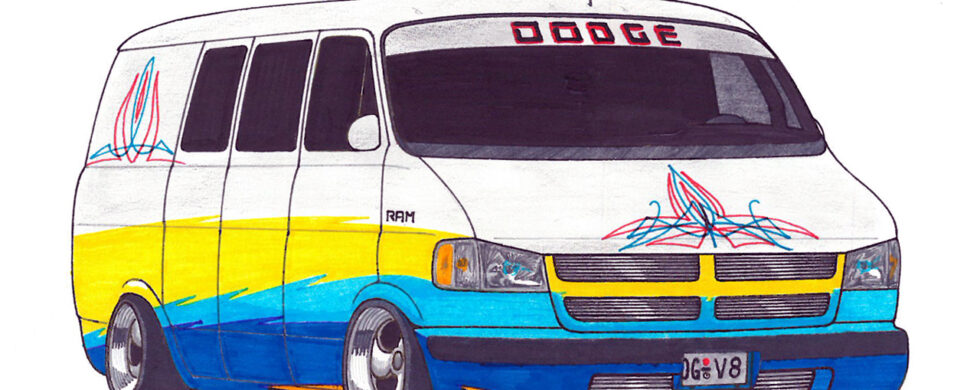Dodge RAM Van Custom Drawing by Sebastian Motsch 1998