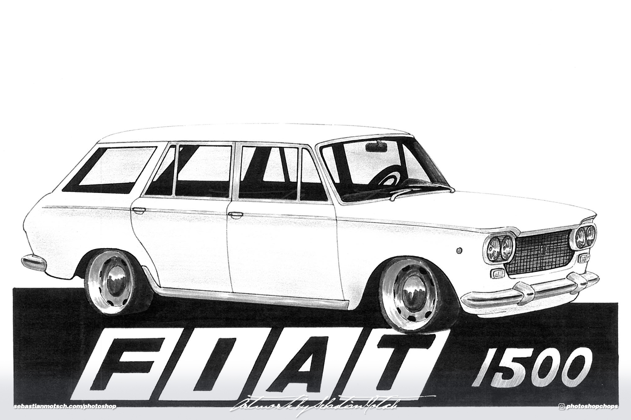 FIAT 1500 Familiare Drawing by Sebastian Motsch 2002