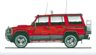 Isuzu Trooper 4x4 with Liftkit Drawing by Sebastian Motsch 1998