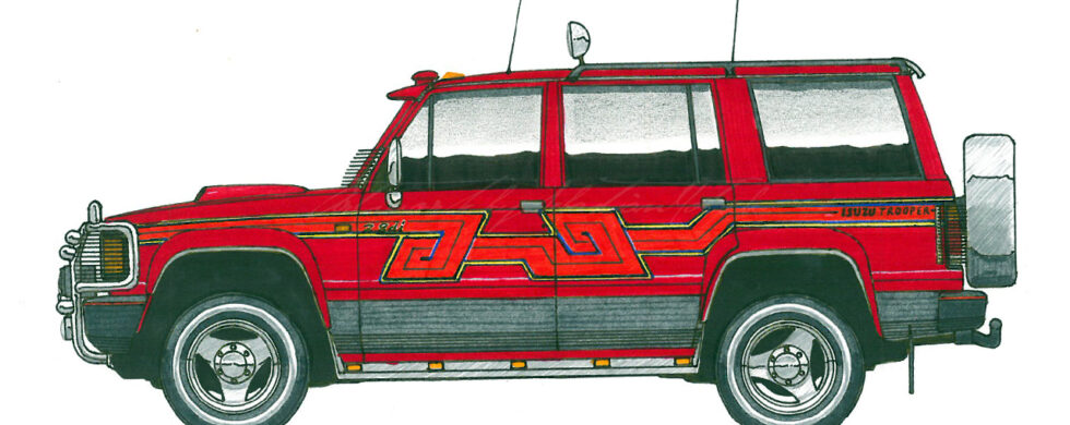 Isuzu Trooper 4x4 with Liftkit Drawing by Sebastian Motsch 1998