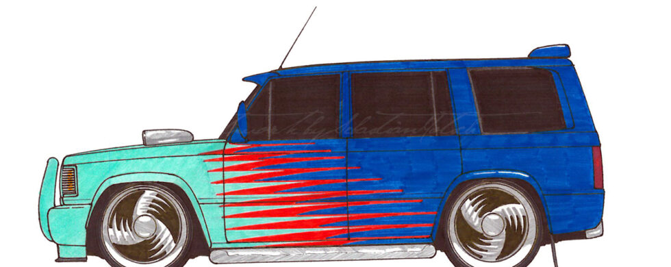 Isuzu Trooper with Custom Bodykit Drawing by Sebastian Motsch 1998