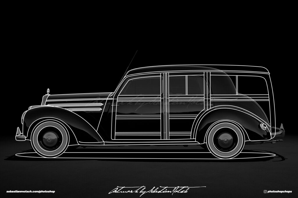 Mercedes-Benz 220 Woody Line Drawing by Sebastian Motsch