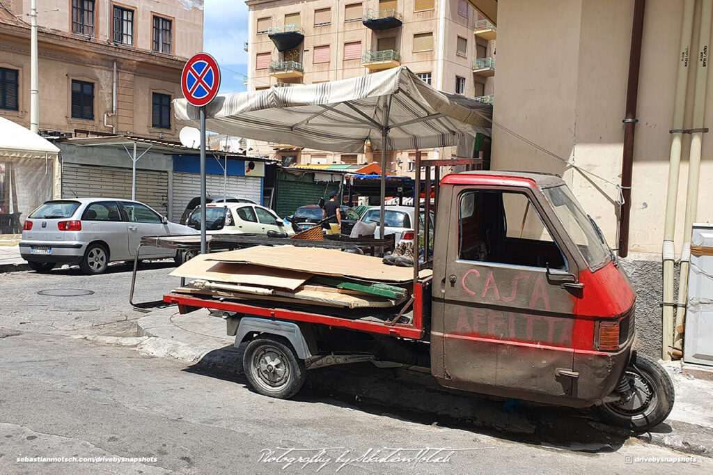 Piaggio Ape Rosso in Palermo Italia Drive-by Snapshots by Sebastian Motsch
