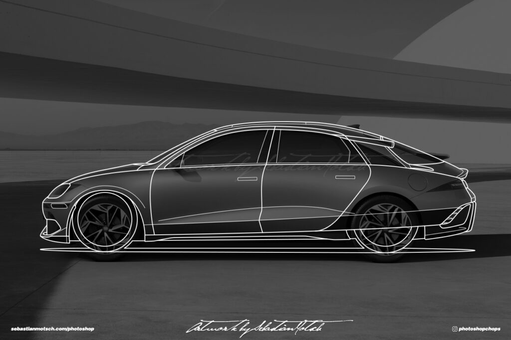 Hyundai Ioniq6 DS Hommage Line Drawing by Sebastian Motsch