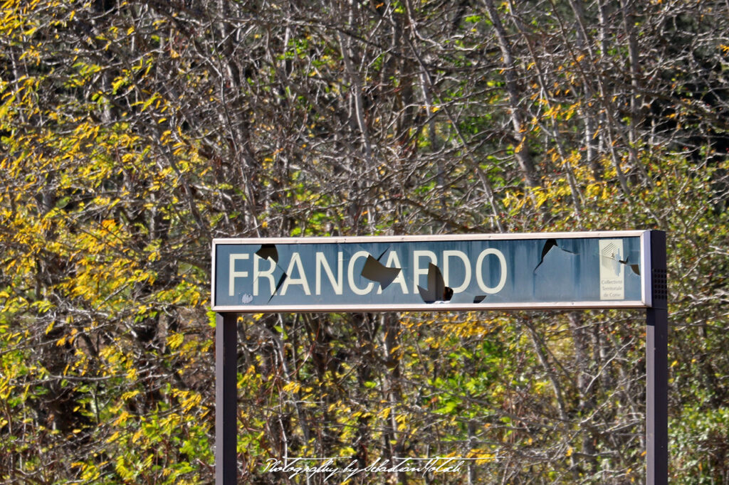 Corsica Francardo Train Station Sign Photo by Sebastian Motsch