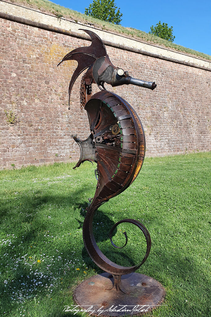 2022-04-17 France Neuf-Brisach Seahorse Statue Photography by Sebastian Motsch