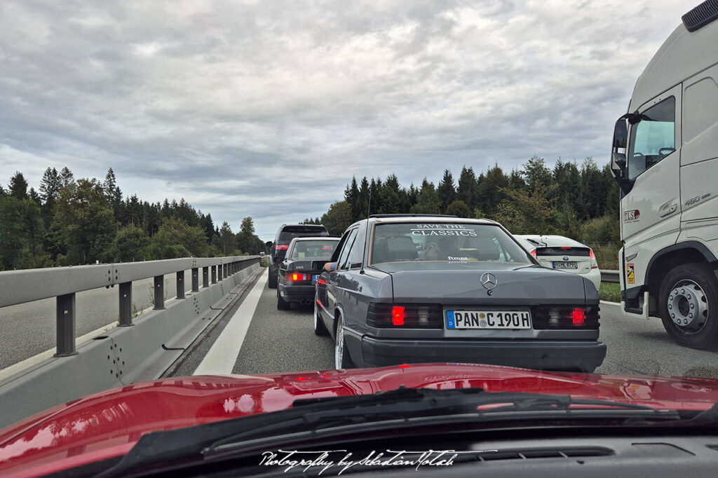 Mercedes-Benz W201 190E on A8 to Austria Photography by Sebastian Motsch